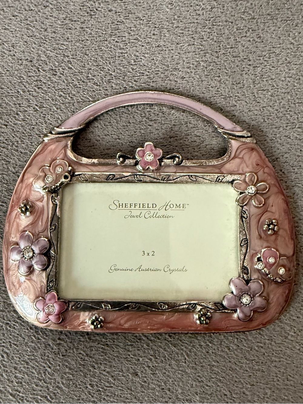 Sheffield Home Pink Floral Purse-Shaped Photo Frame NEW